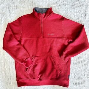 Columbia Men's Red Ribbed 1/4 Zip Long Sleeve Pullover Sweater Size L